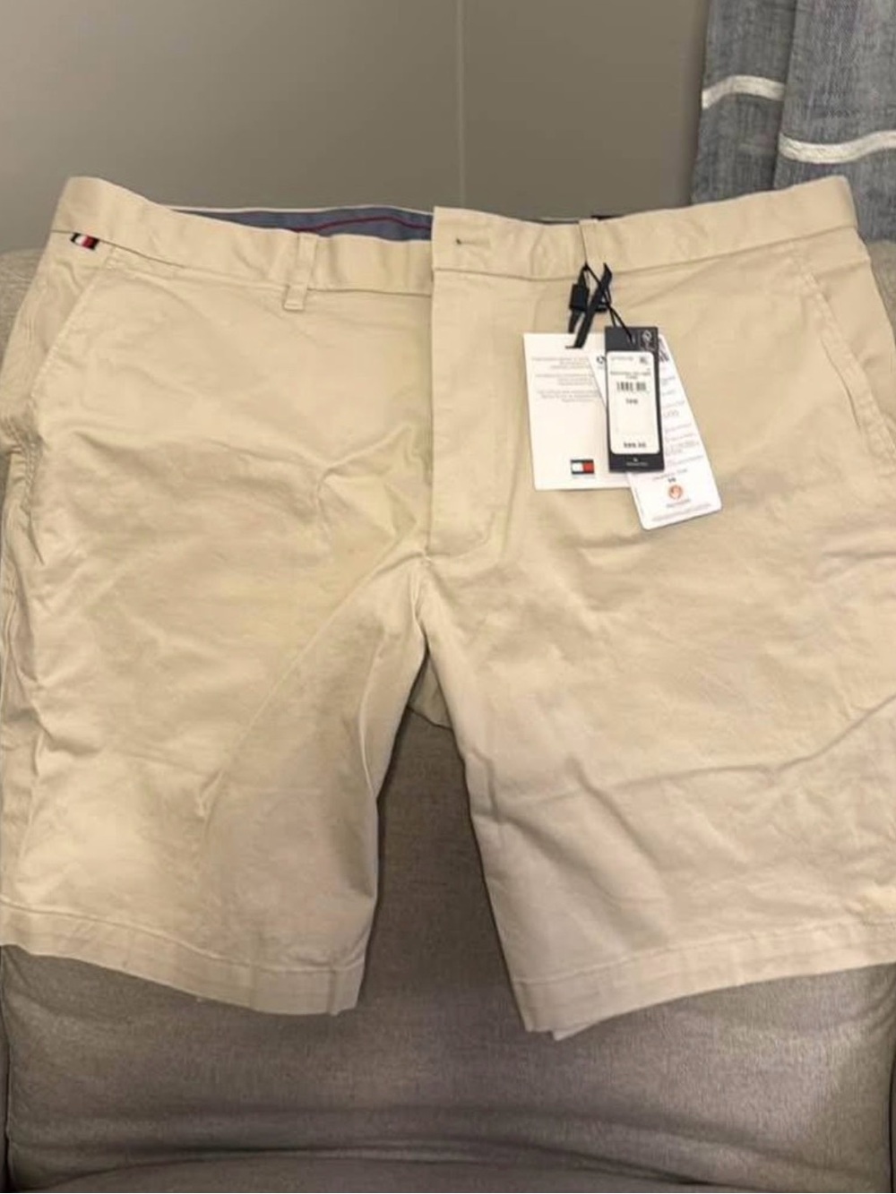 Tommy Hilfiger Men's Khaki Flat-Front Cotton Shorts